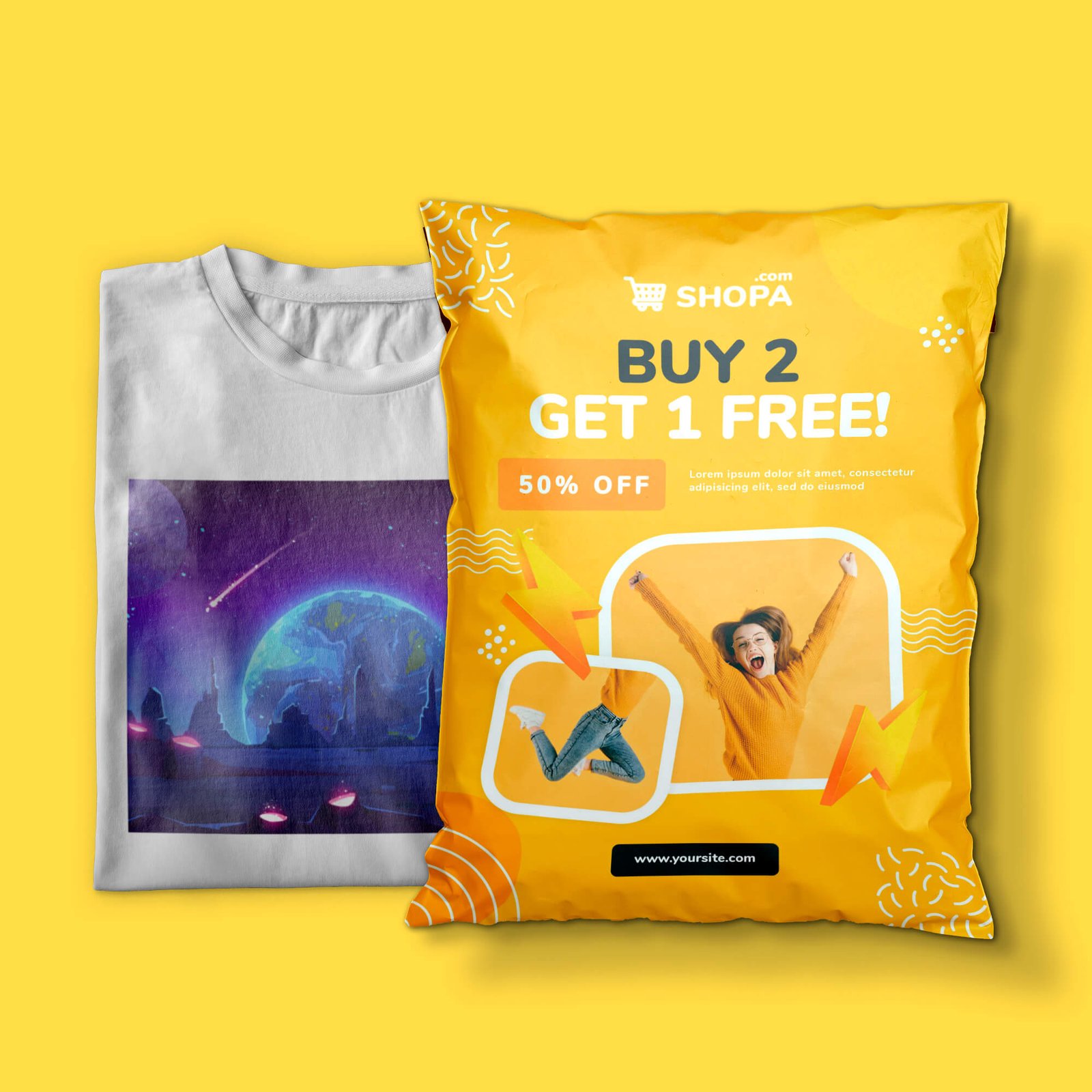 Design Free T Shirt Packaging Mockup PSD Template