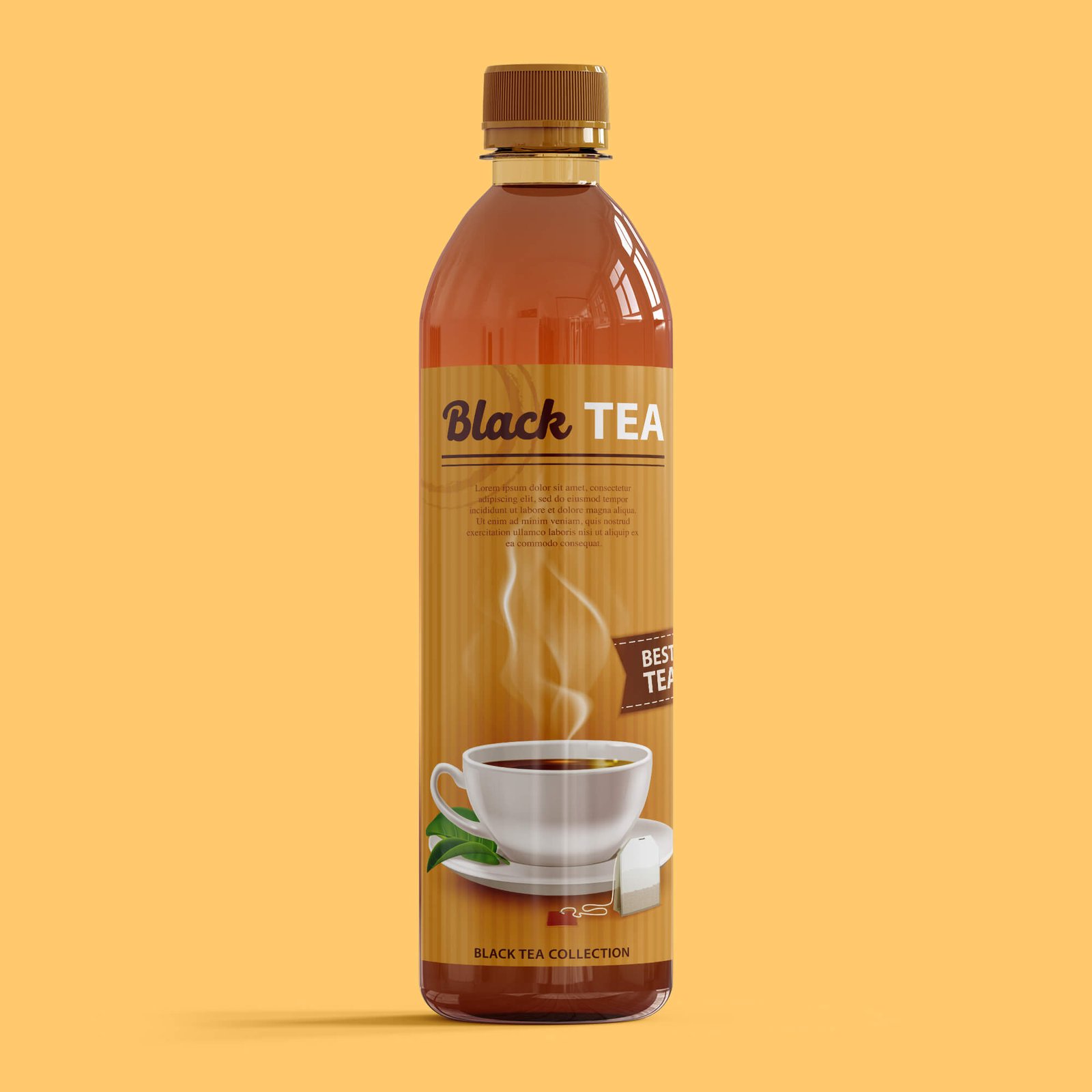 Design Free Tea Bottle Mockup PSD Template