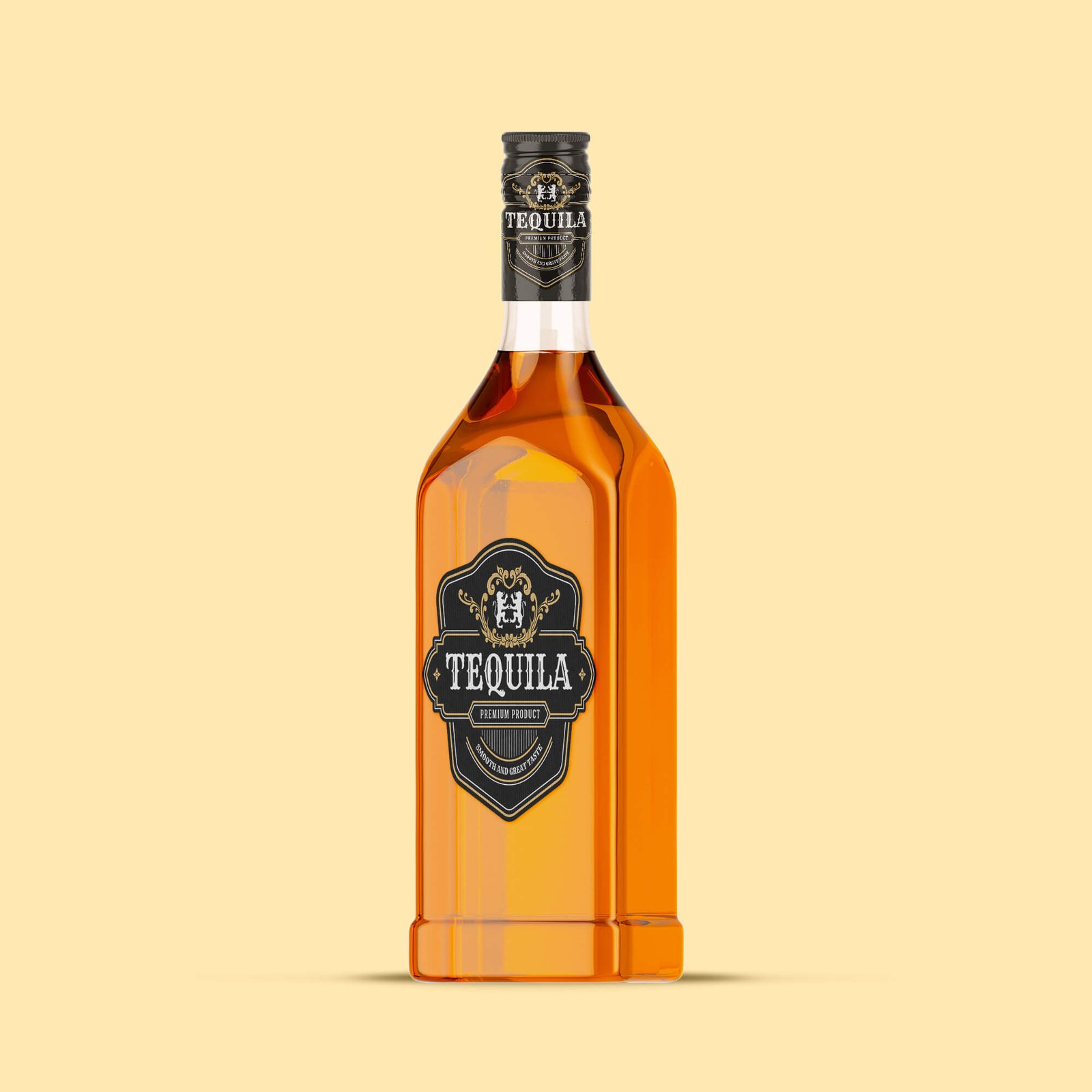 Design Free Tequila Bottle Mockup PSD Template