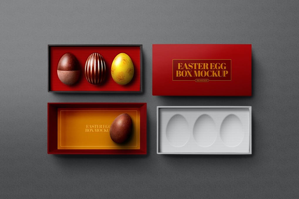 Easter Eggs Mockup Cardboard Gift Box