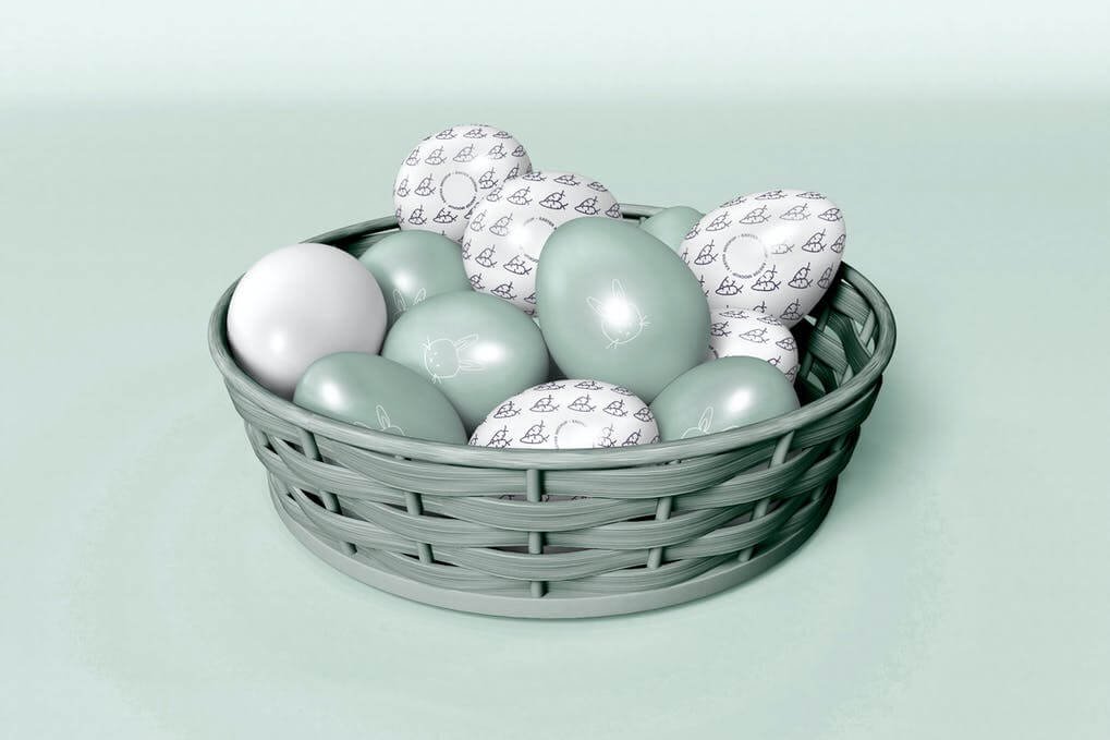 Easter Eggs on a Basket Mockup