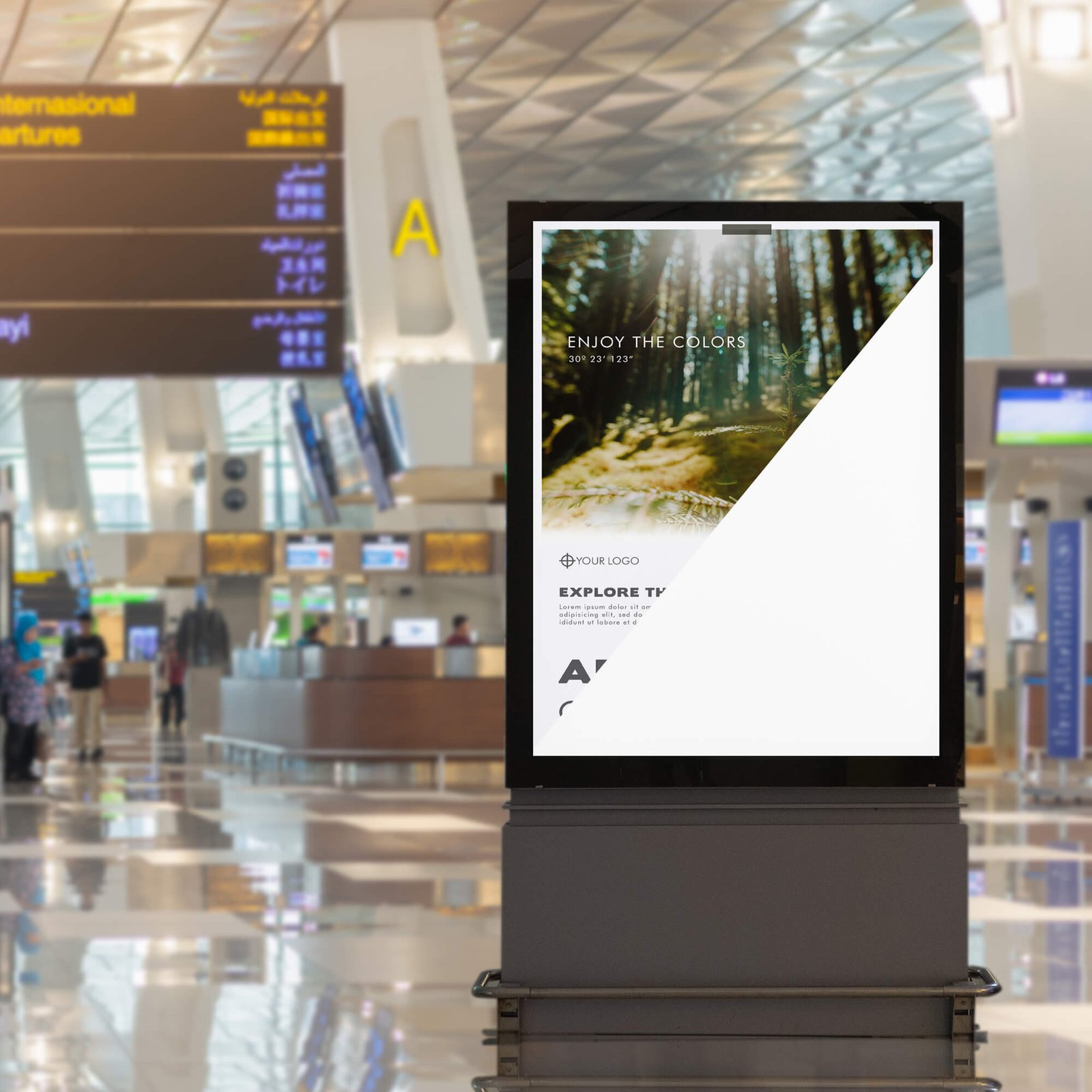 Editable Free Airport Ad Mockup PSD Template