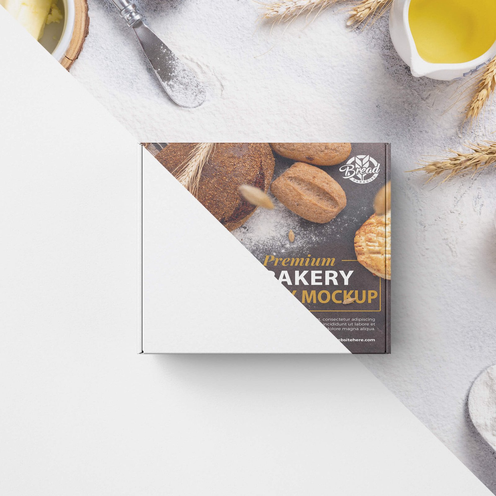 Editable Free Bakery Box Mockup PSD Template