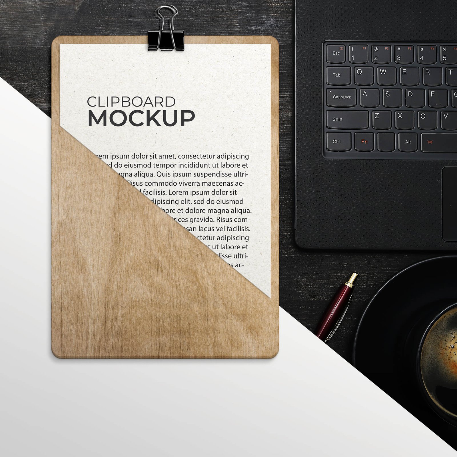 Editable Free Clipboard Menu Mockup PSD Template