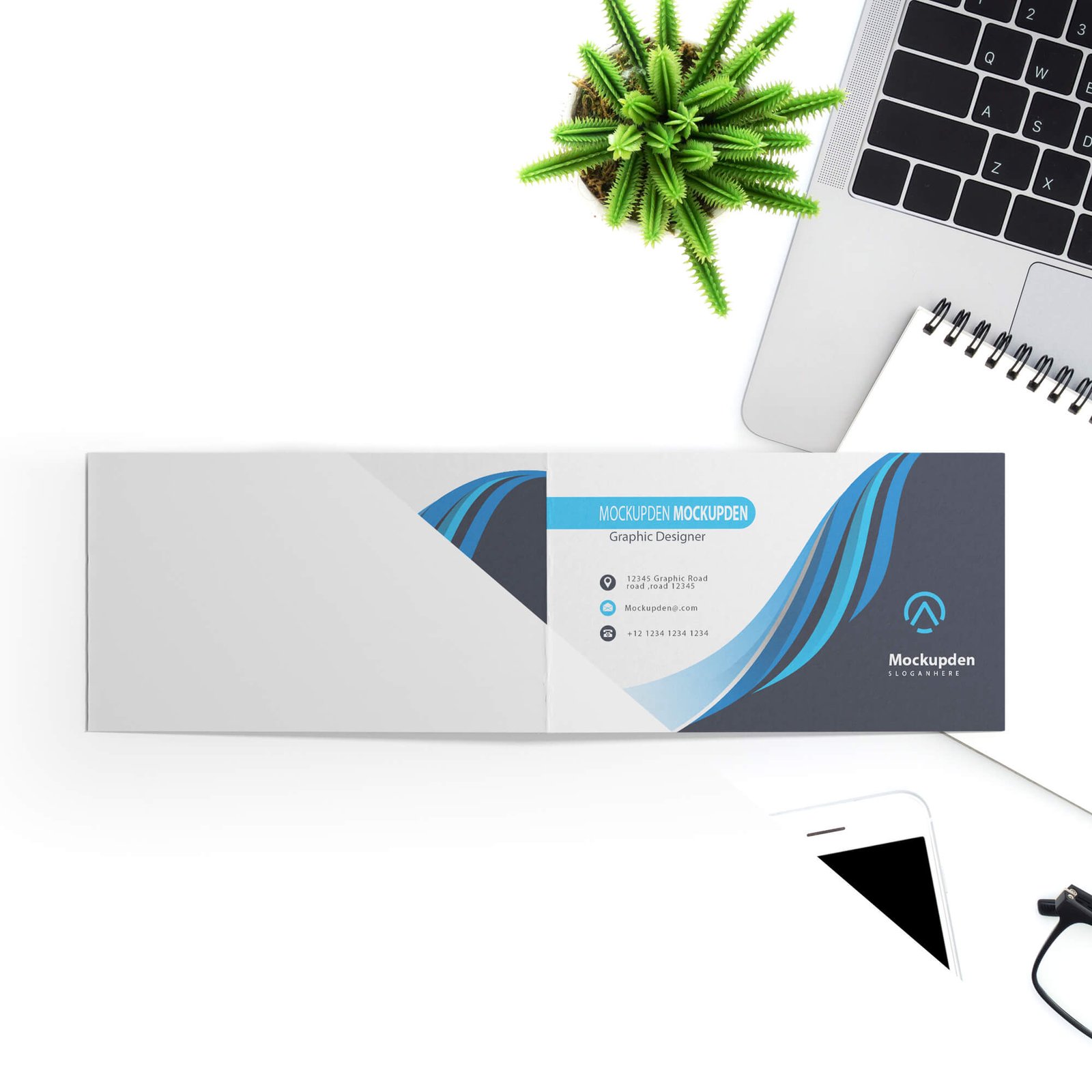 Editable Free Folded Business Card Mockup PSD Template