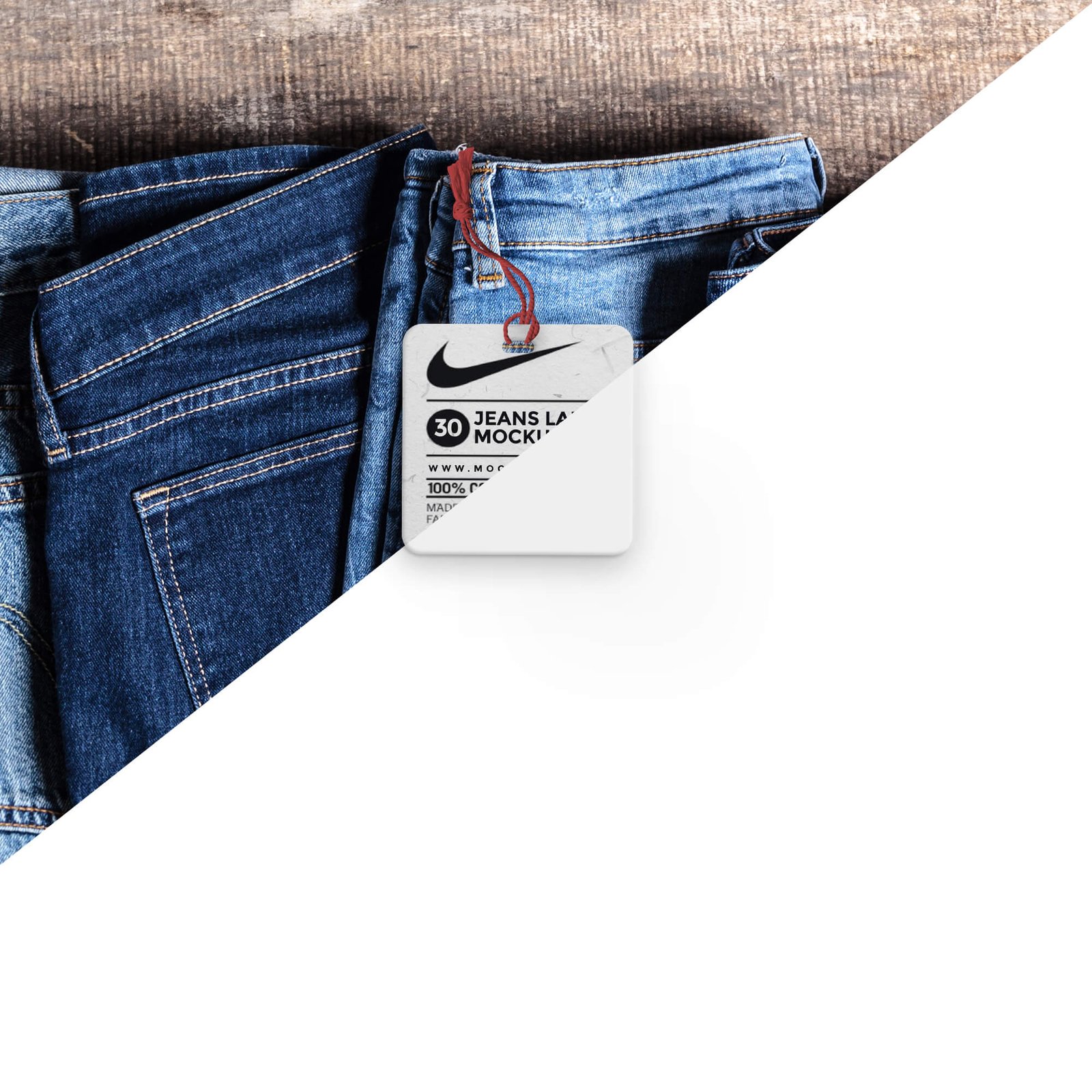 Editable Free Jeans Label Mockup PSD Template