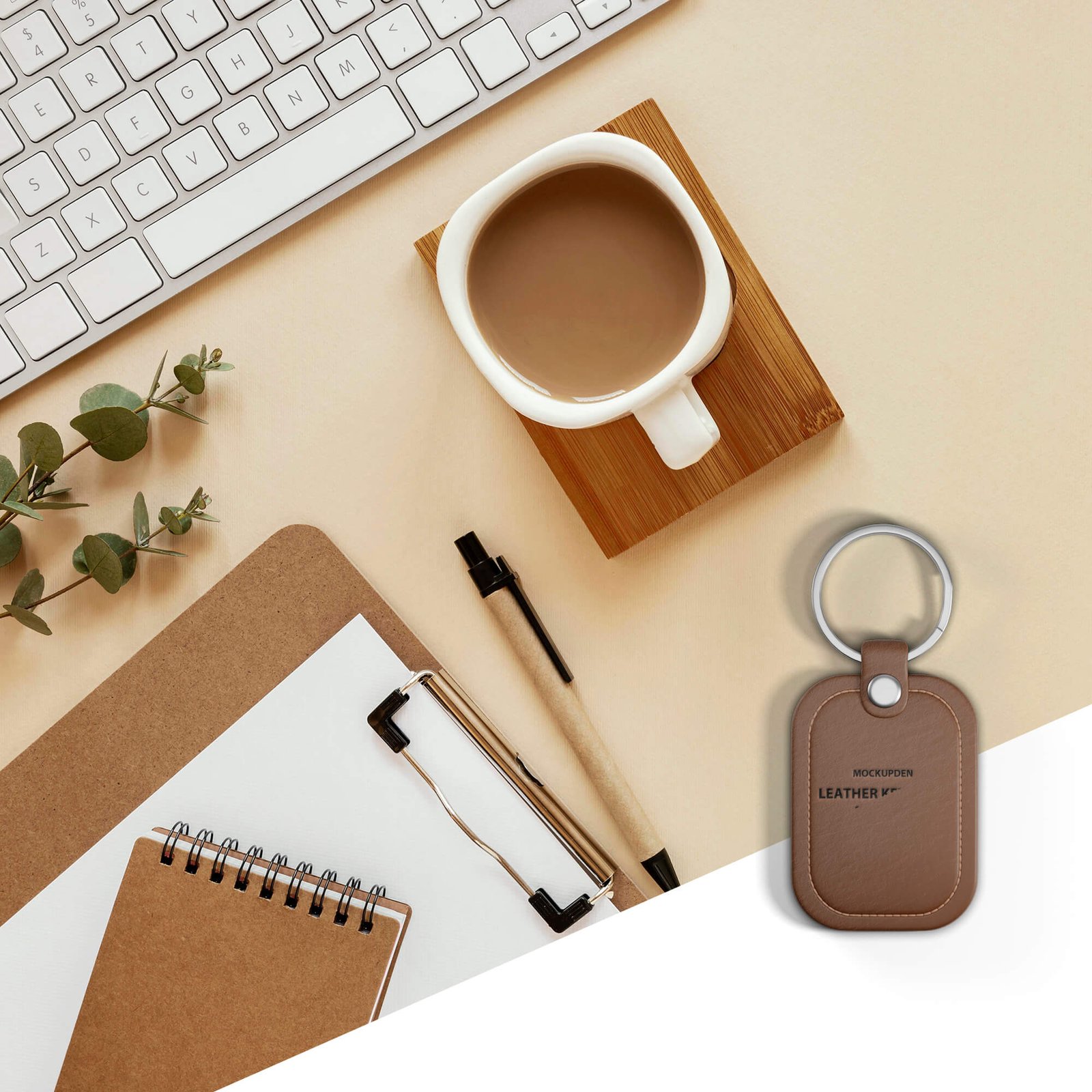 Editable Free Leather Keychain Mockup PSD Template