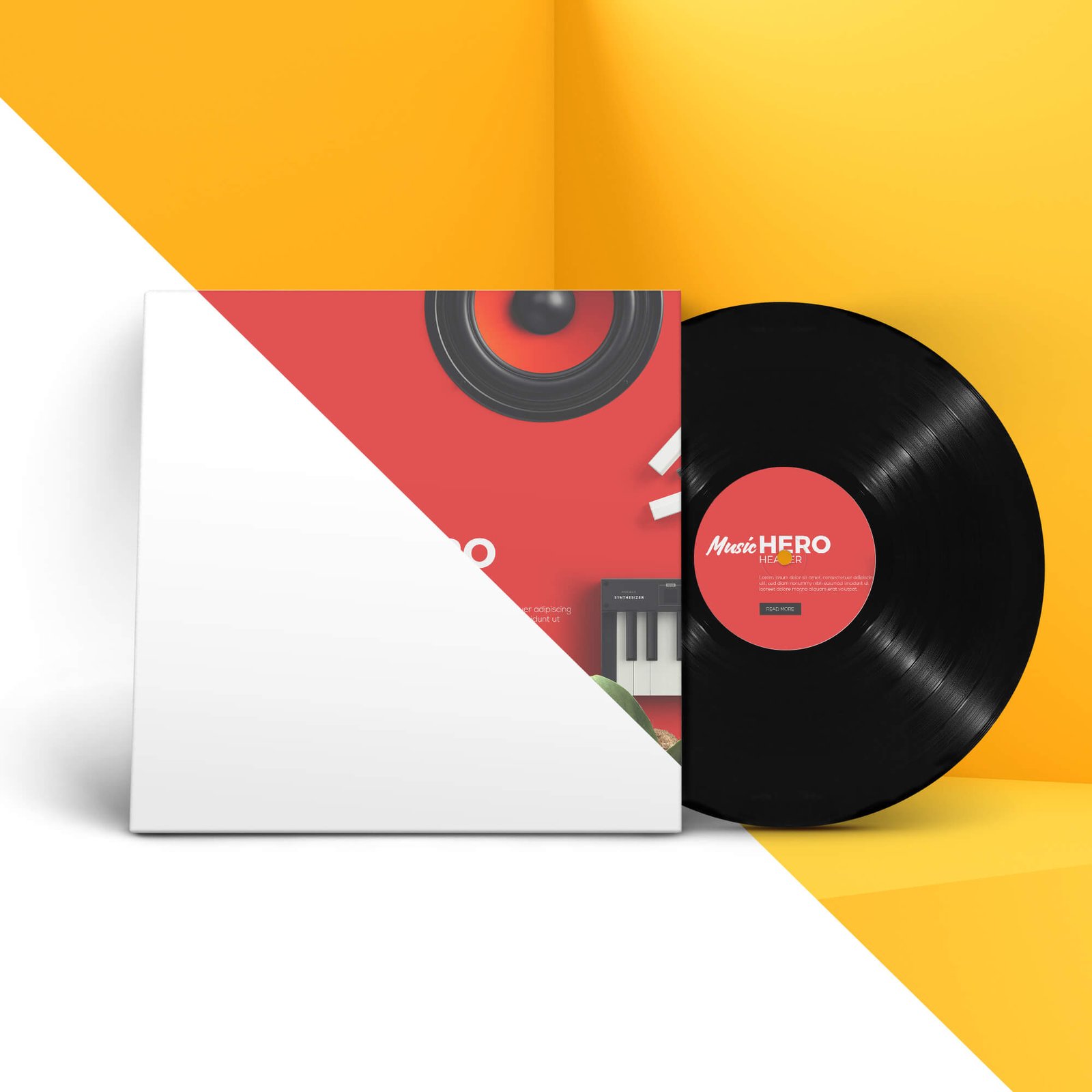Editable Free Lp Cover Mockup PSD Template