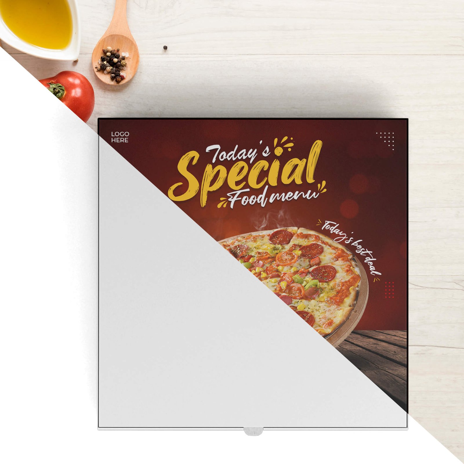 Editable Free Pizza Packaging Mockup PSD Template