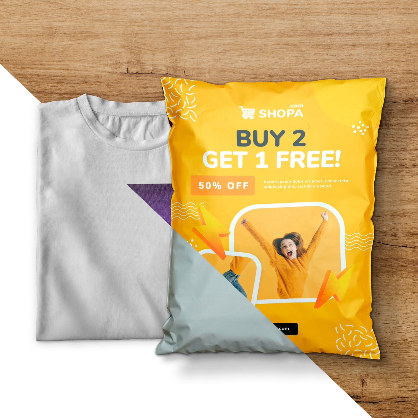 Download Free T Shirt Packaging Mockup Psd Template Mockup Den