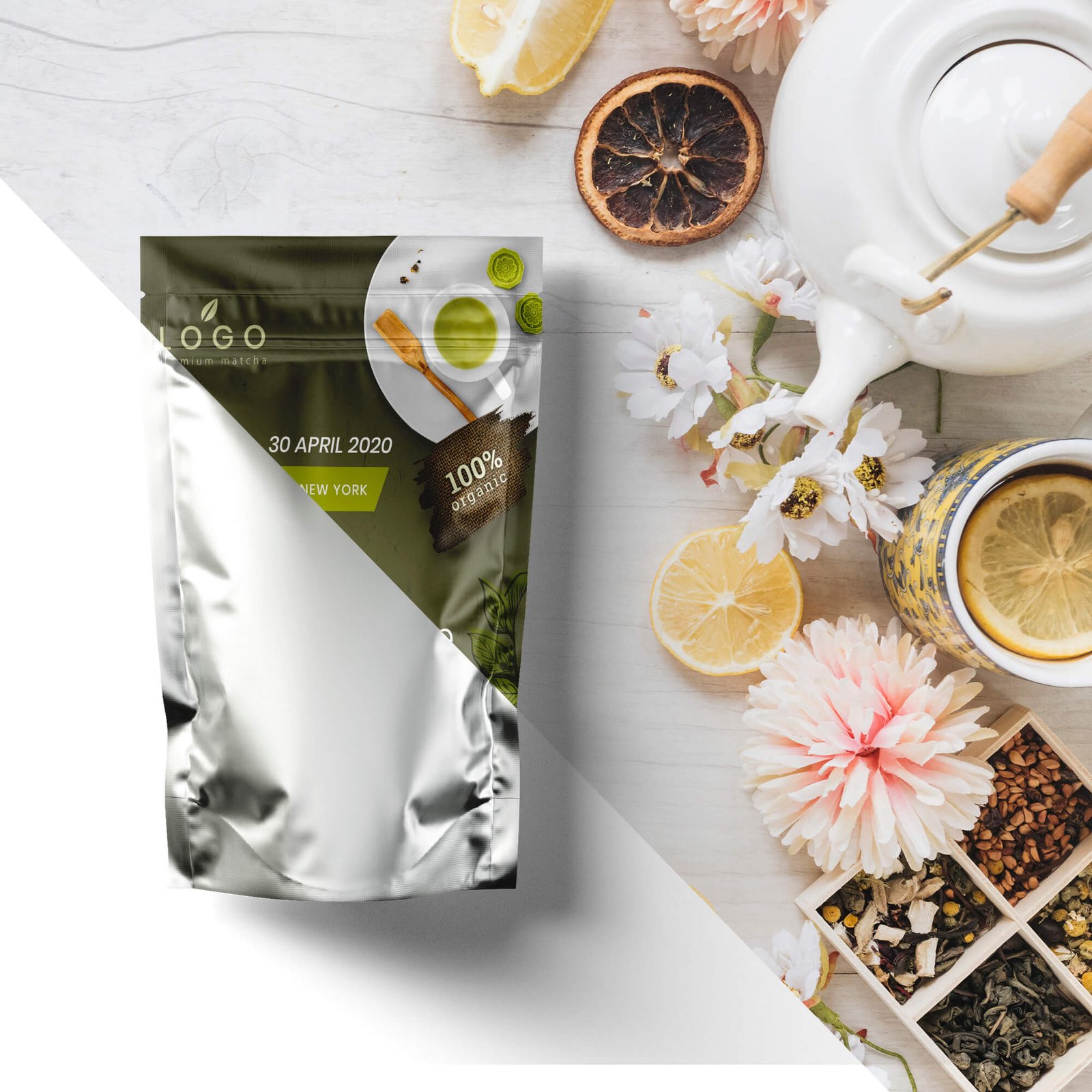 Editable Free Tea Packaging Mockup PSD Template (1)