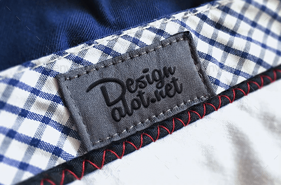 Embroidered Canvas Label on Blue Pants