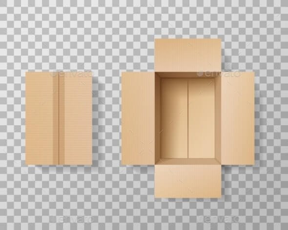 Empty Box Realistic Mockup Transparent Background