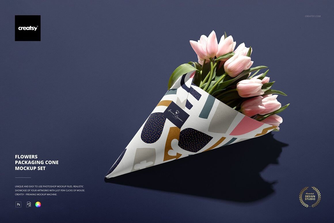 Flowers Packaging Cone Mockup Set