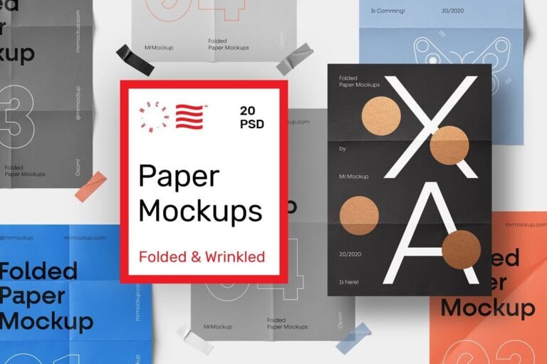24+ Best Folded Paper Mockup (A4, Designer,) PSD Template