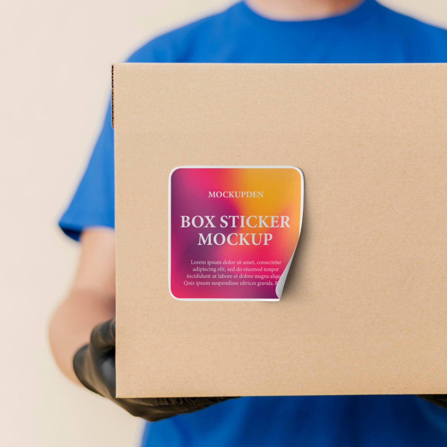 Free Box Sticker Mockup PSD Template - Mockup Den