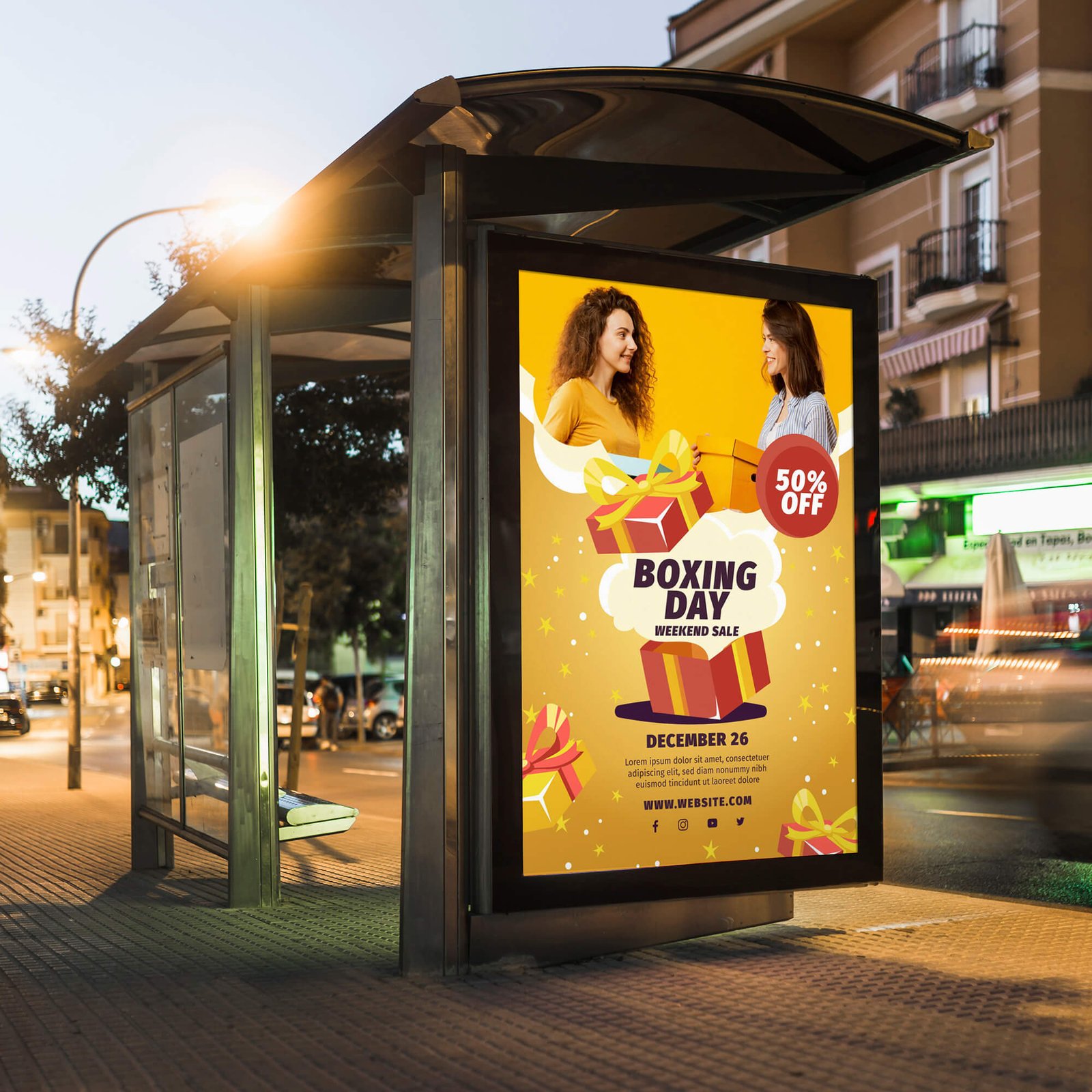 Free Bus Poster Mockup PSD Template