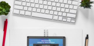 Free Cassette Tape Mockup PSD Template