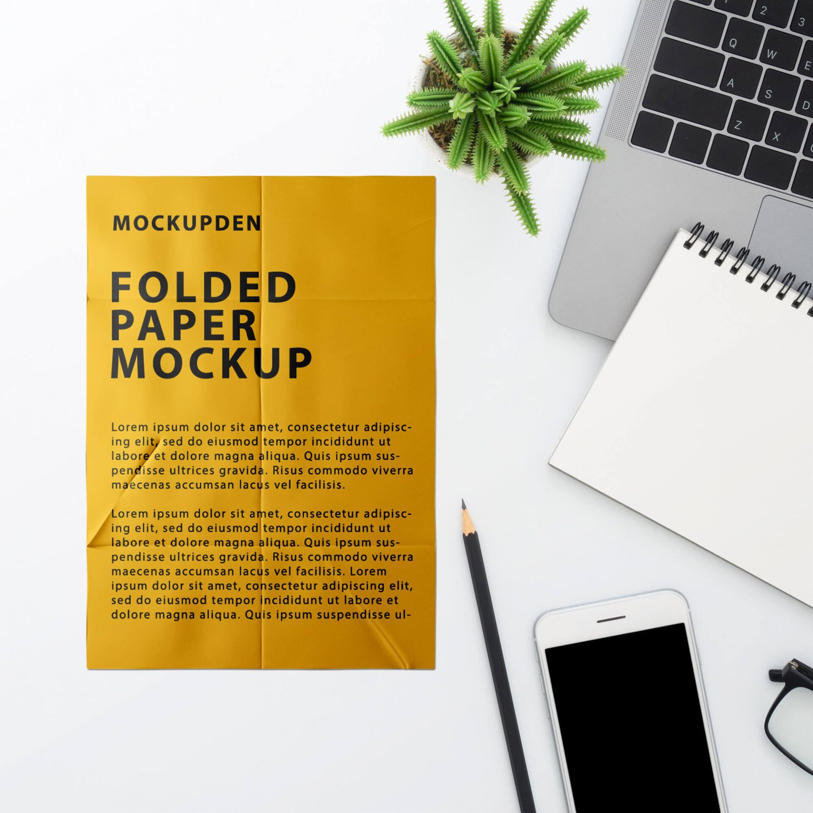 Free Folded Paper Mockup PSD