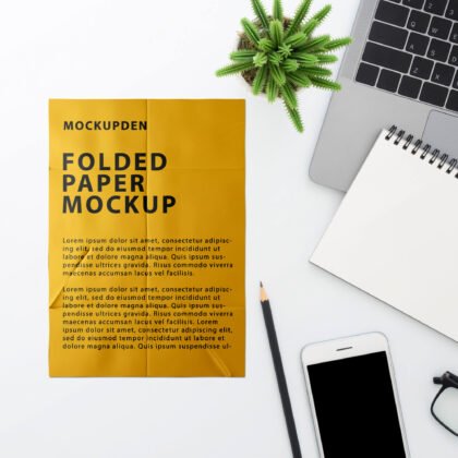 Free Folded Paper Mockup PSD
