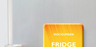 Free Fridge Magnet Mockup PSD Template