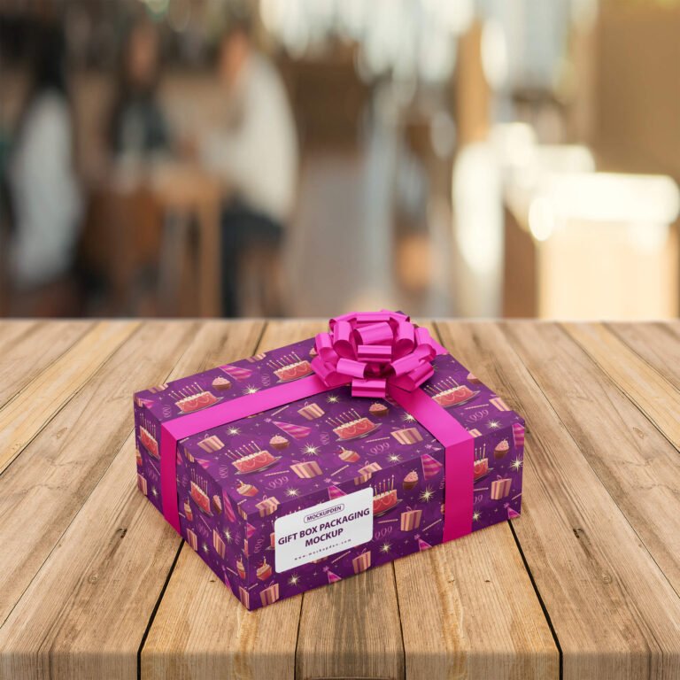 Free Gift Box Packaging Mockup PSD Template