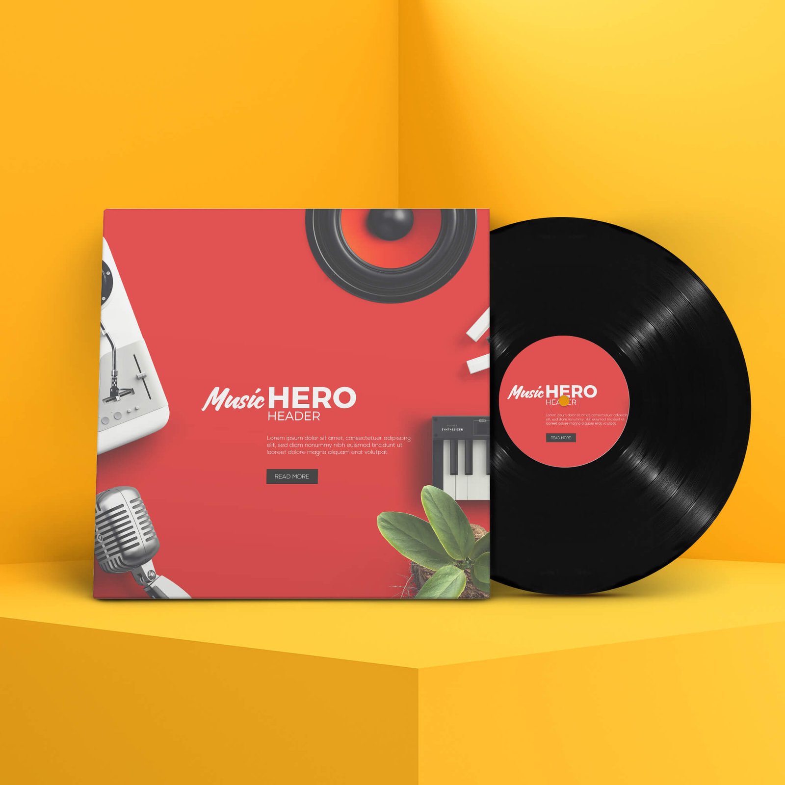 Free Lp Cover Mockup PSD Template