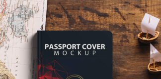 Free Passport Cover Mockup PSD Template