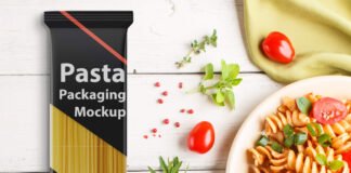 Free Pasta Packaging Mockup PSD Template