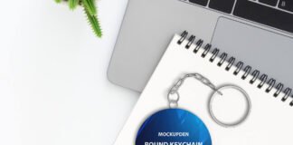 Free Round Keychain Mockup PSD Template