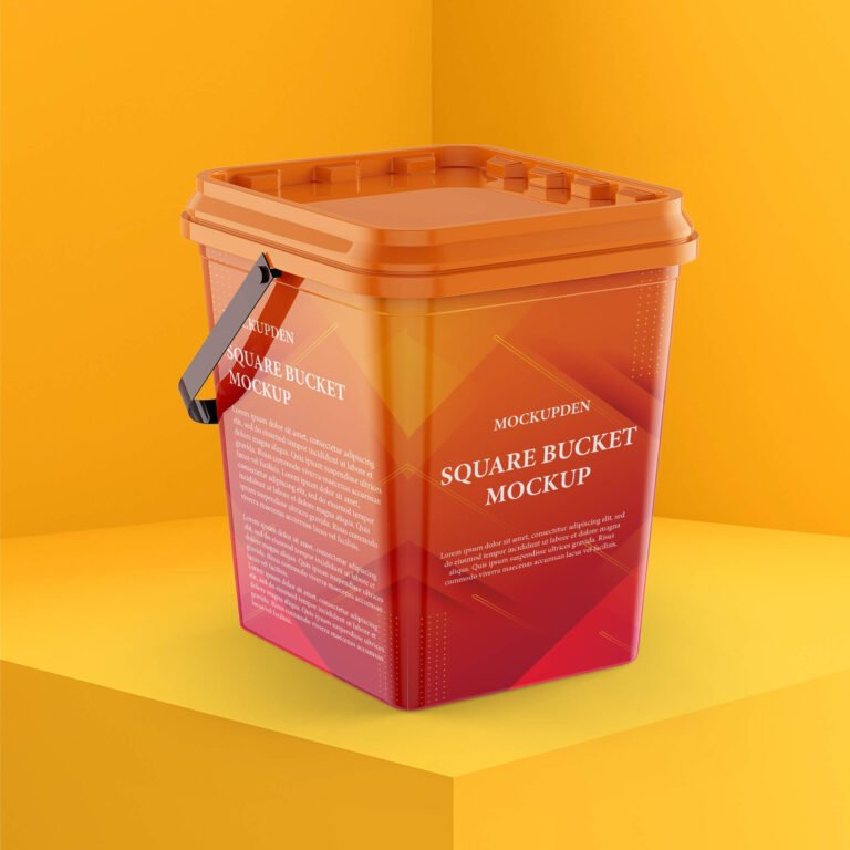 Free Square Bucket Mockup PSD Template