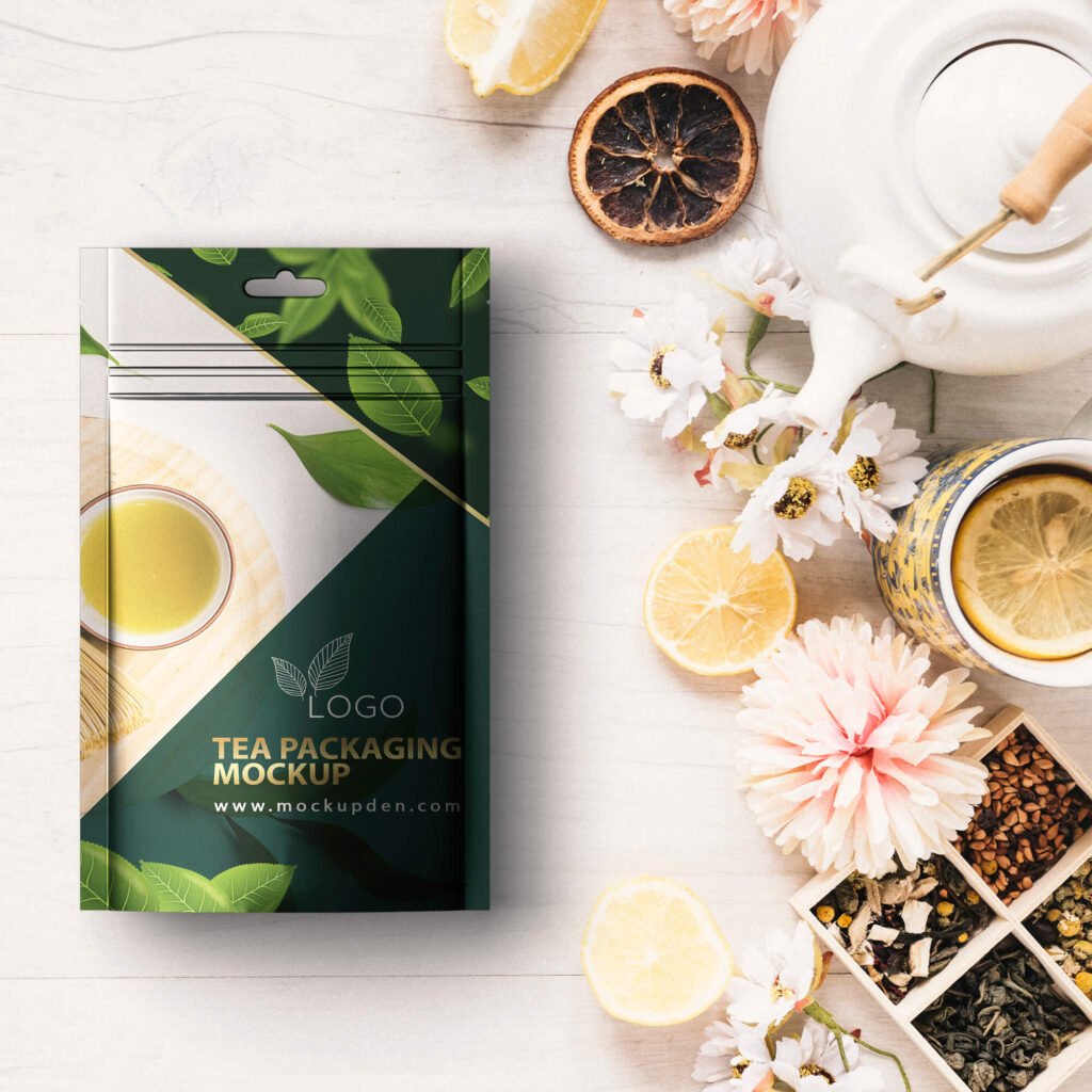 Free Tea Packaging Mockup PSD Template - Mockup Den