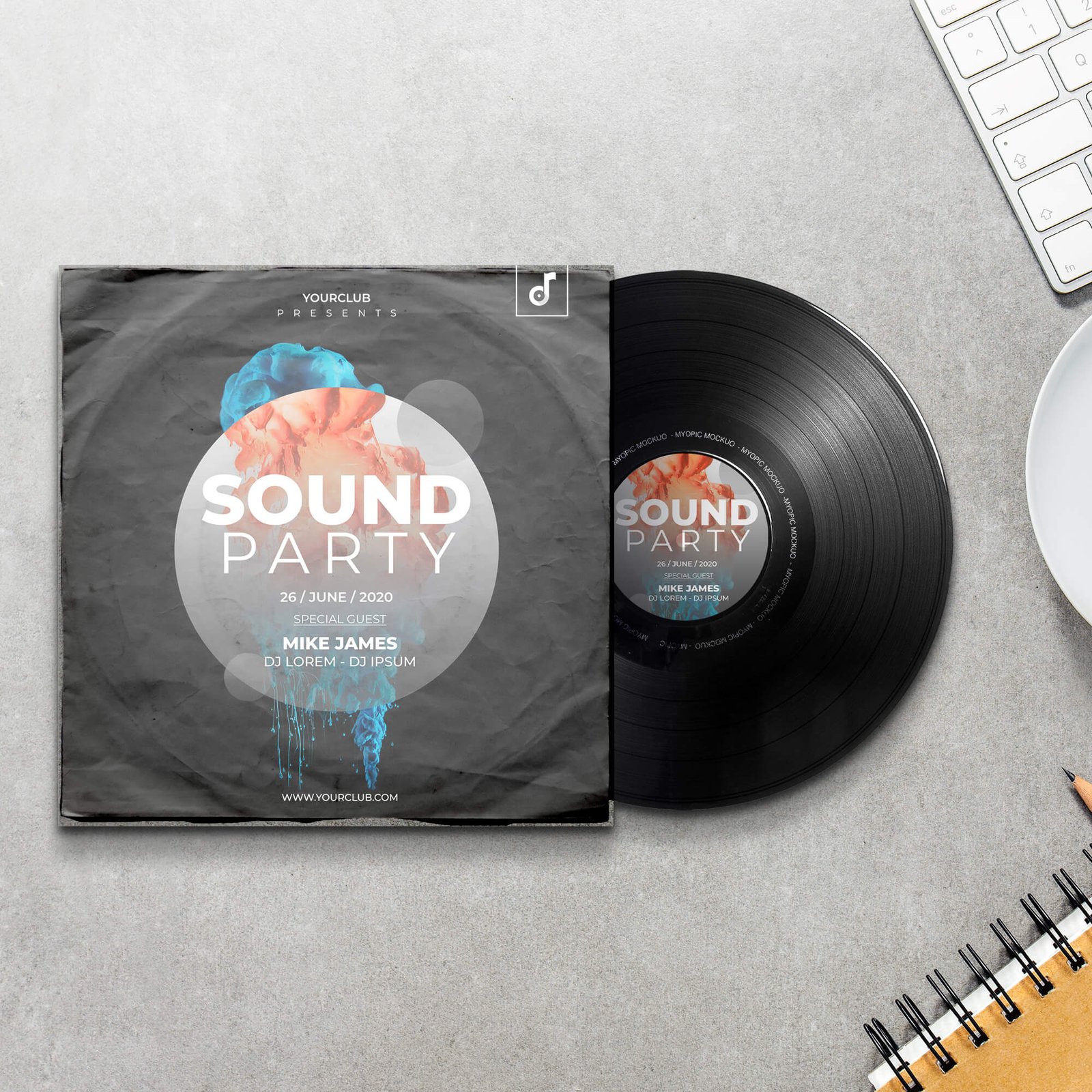 Free Vinyl Cover Mockup PSD Template