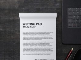 Free Writing Pad Mockup PSD Template
