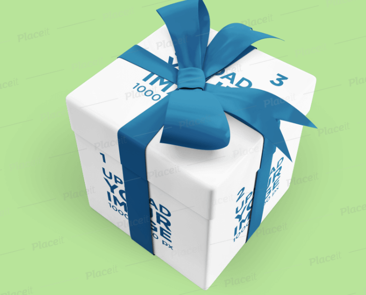 Gift Box Mockup Featuring a Colored Ribbon