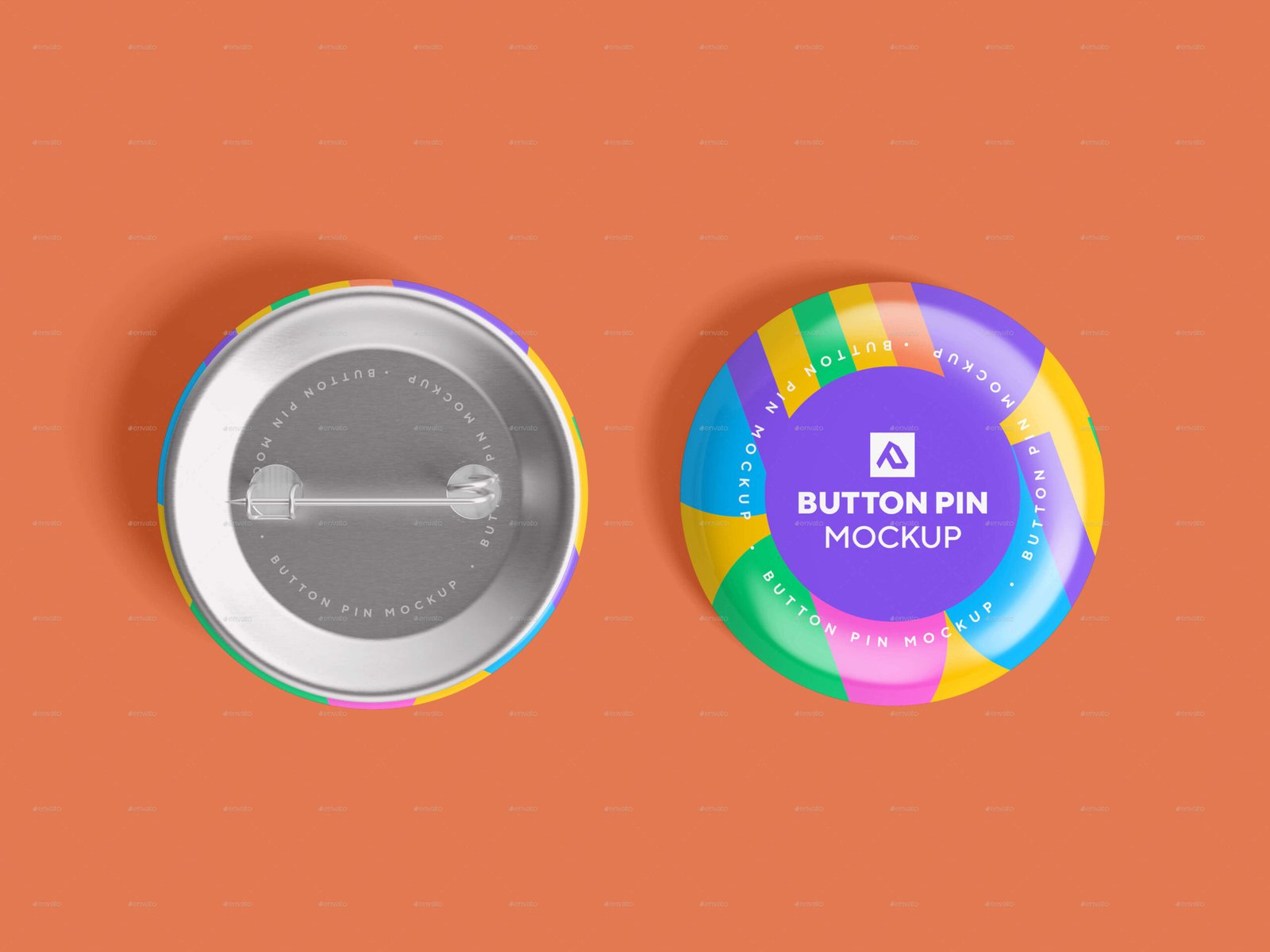 Glossy Circle Button Pin Badge Mockup Set