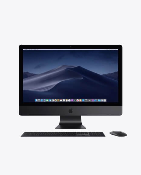 IMac Pro Mockup with Keyboard and Mouse Mockup