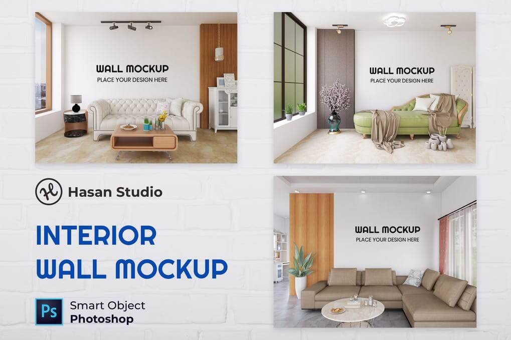 Interior Living Room Wall Mockup - Nuzie