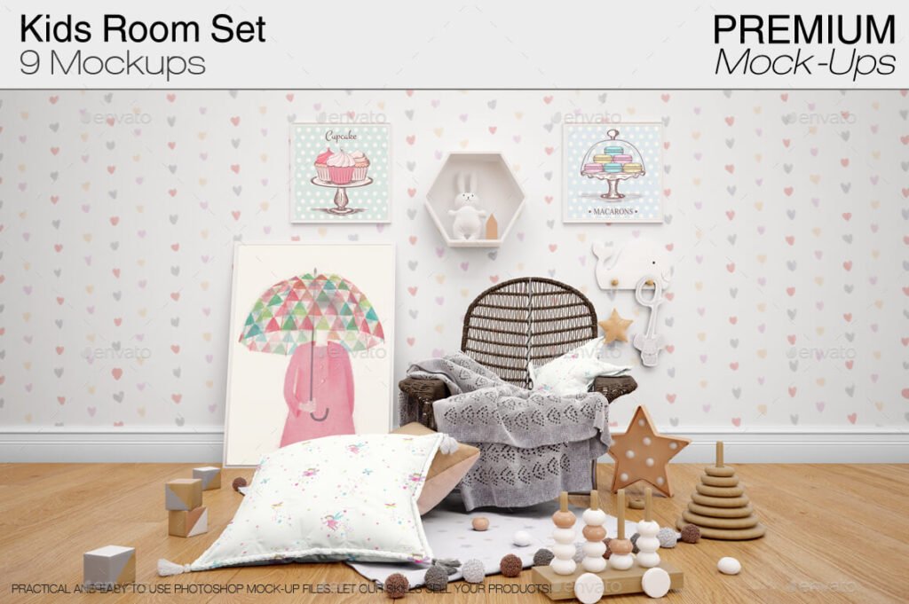 27+ Cute Kids Room Mockup PSD Templates   Mockup Den