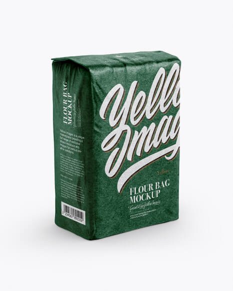 Kraft Paper Flour Bag Mockup - Half Side View