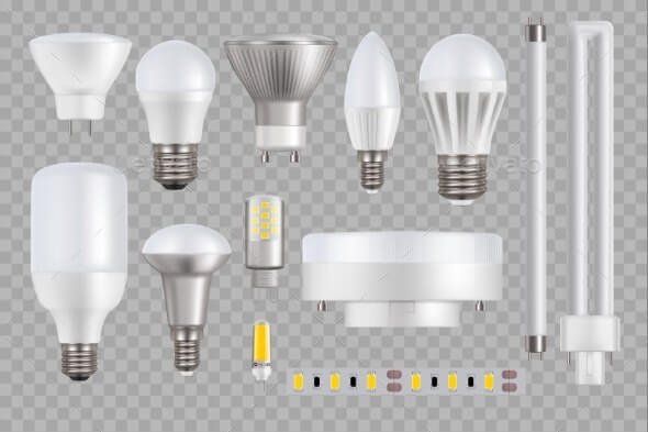 LED Light Bulbs and Lamps Transparent Background