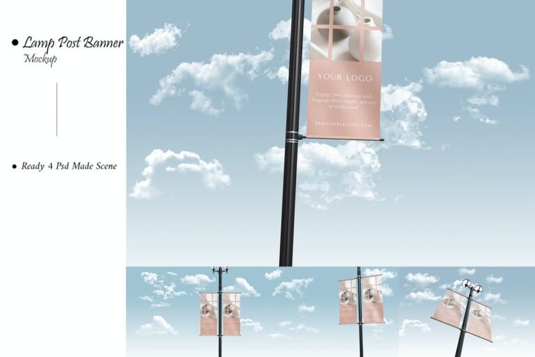 27+ Best Lamp Post Banner Mockup For Advertisement Campaign