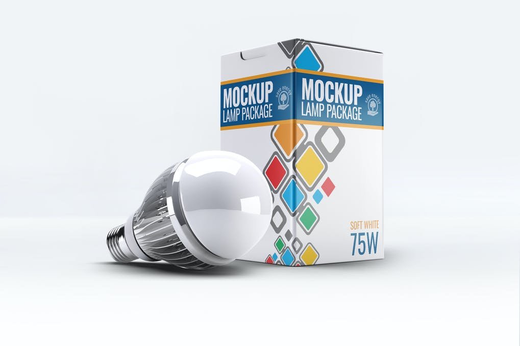 Led Lamp Package Box Mock-Up