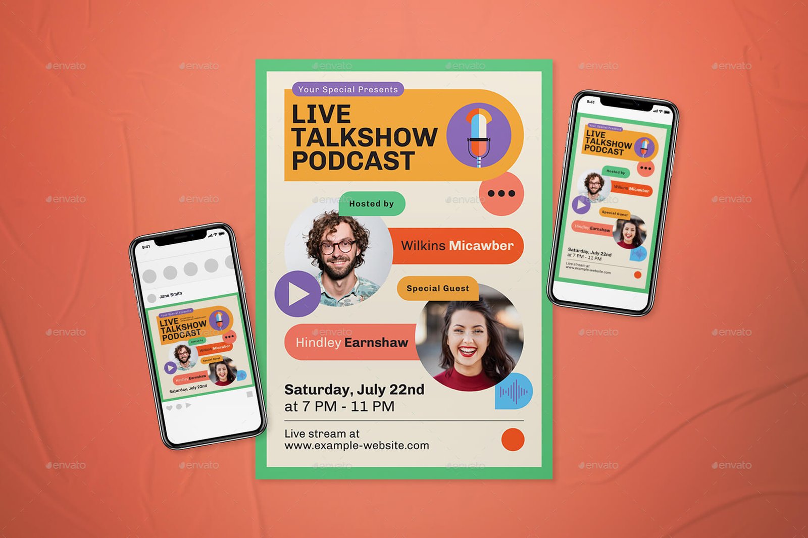 Live Talk Show Podcast Flyer Set