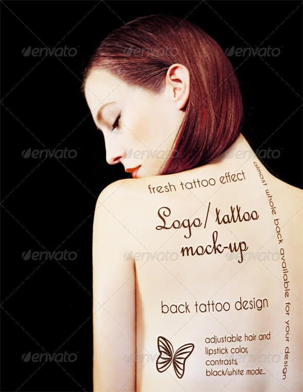 Logo Tattoo Mock-Up - Printed on Girl's Back