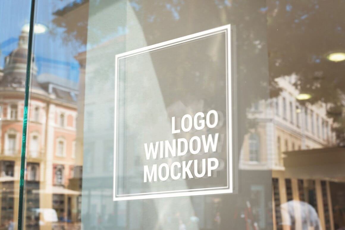 Logo mockup on store glass window