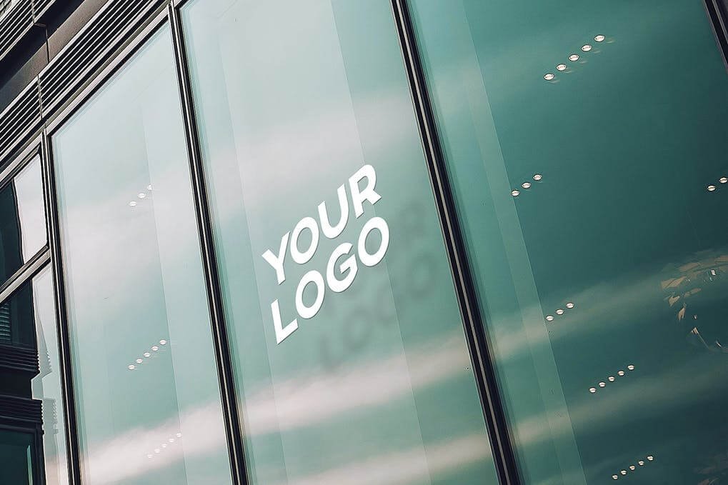 Logo on glass window mockup