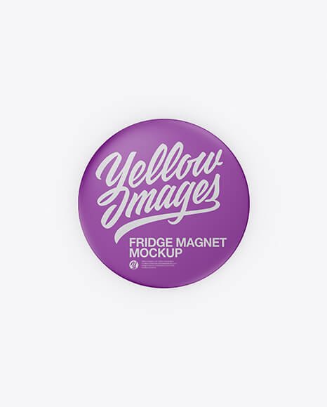 Matte Round Fridge Magnet Mockup - Front & Back Views