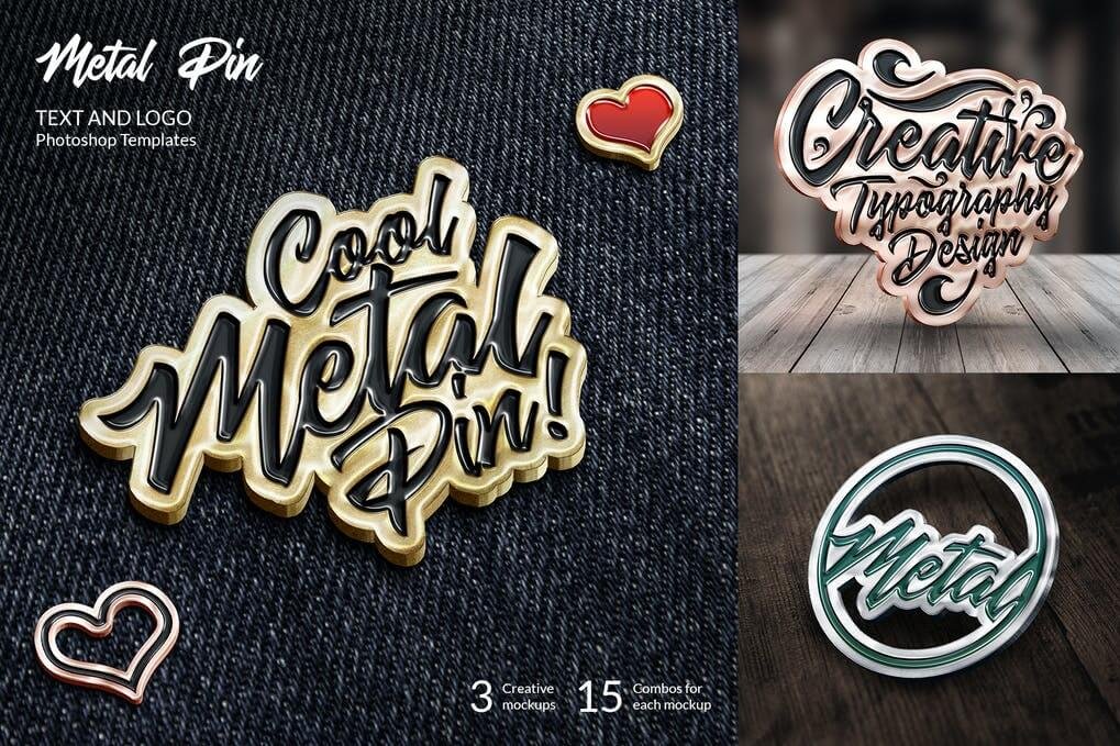 Metal Pin – Text and Logo Mockups
