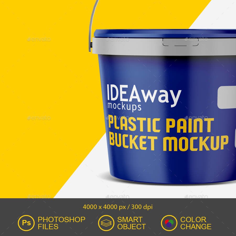 Plastic Paint Bucket Mockup